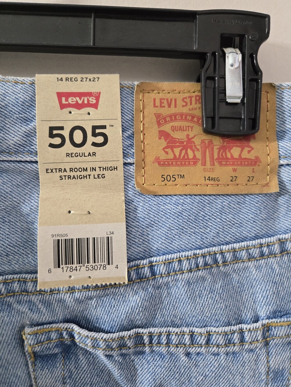 Levi's 505 Regular Straight-Leg Mid-Rise Denim Jean Light Wash - Picture 7 of 12